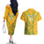 Custom South Africa Soccer Couples Matching Off The Shoulder Long Sleeve Dress and Hawaiian Shirt Go Bafana Bafana