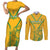 Custom South Africa Soccer Couples Matching Short Sleeve Bodycon Dress and Long Sleeve Button Shirt Go Bafana Bafana