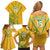 Custom South Africa Soccer Family Matching Off Shoulder Short Dress and Hawaiian Shirt Go Bafana Bafana