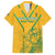 Custom South Africa Soccer Family Matching Off Shoulder Short Dress and Hawaiian Shirt Go Bafana Bafana