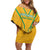 Custom South Africa Soccer Family Matching Off Shoulder Short Dress and Hawaiian Shirt Go Bafana Bafana