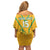 Custom South Africa Soccer Family Matching Off Shoulder Short Dress and Hawaiian Shirt Go Bafana Bafana