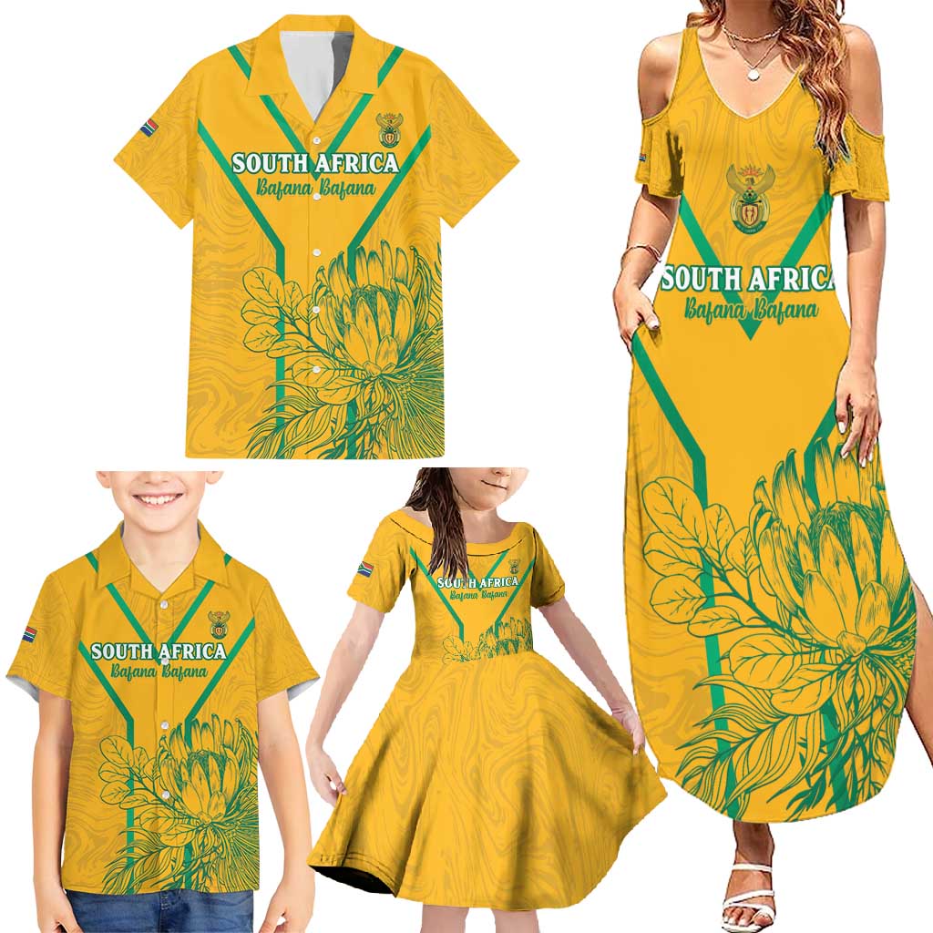 Custom South Africa Soccer Family Matching Summer Maxi Dress and Hawaiian Shirt Go Bafana Bafana