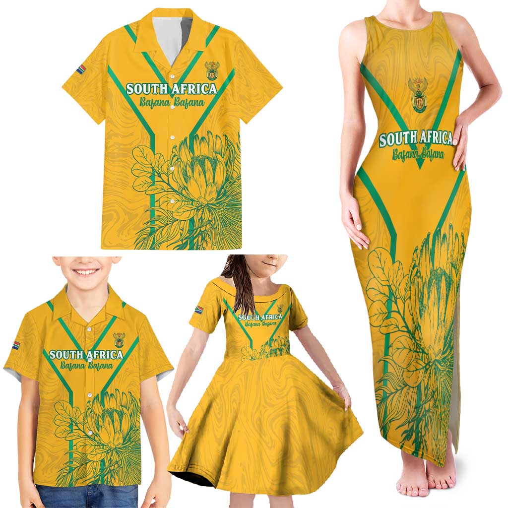 Custom South Africa Soccer Family Matching Tank Maxi Dress and Hawaiian Shirt Go Bafana Bafana