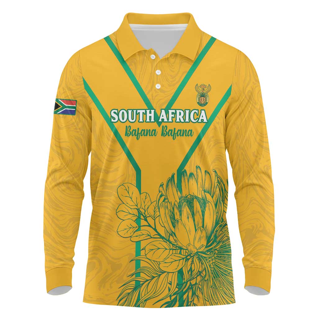 Custom South Africa Soccer Long Sleeve Polo Shirt Go Bafana Bafana