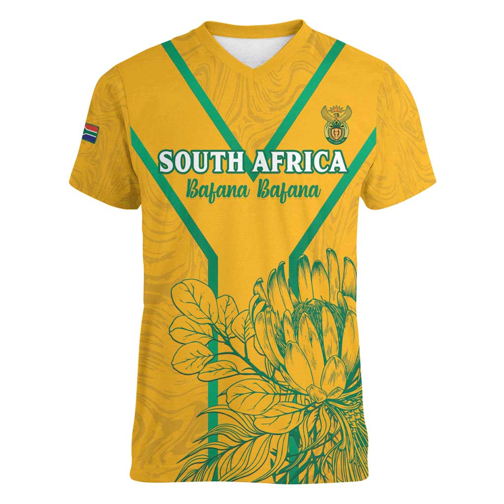 Custom South Africa Soccer Women V-Neck T-Shirt Go Bafana Bafana