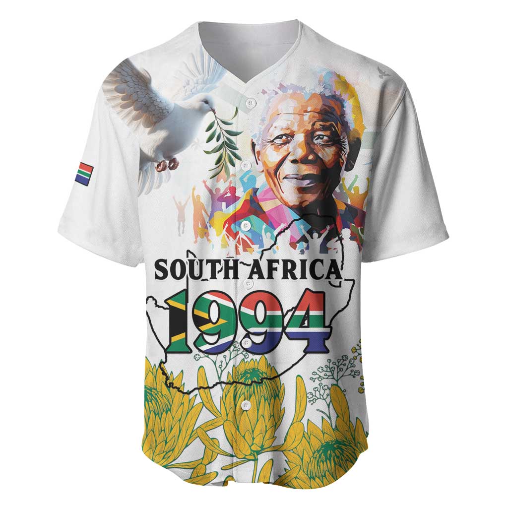 Happy South Africa Freedom Day Baseball Jersey Nelson Mandela With Protea