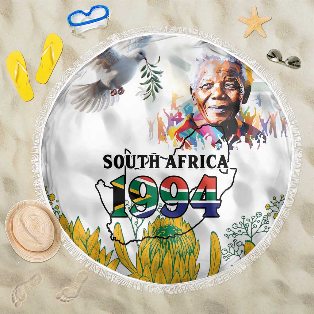 Happy South Africa Freedom Day Beach Blanket Nelson Mandela With Protea