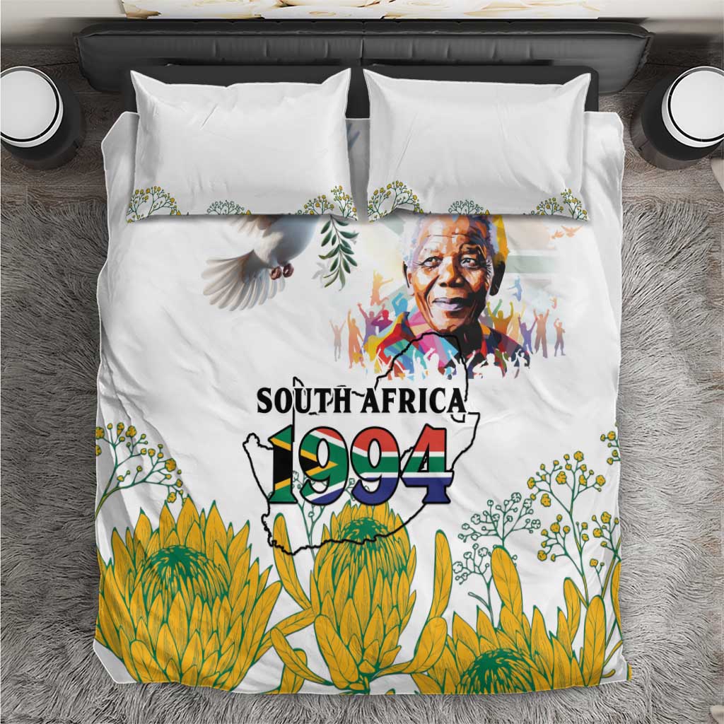 Happy South Africa Freedom Day Bedding Set Nelson Mandela With Protea