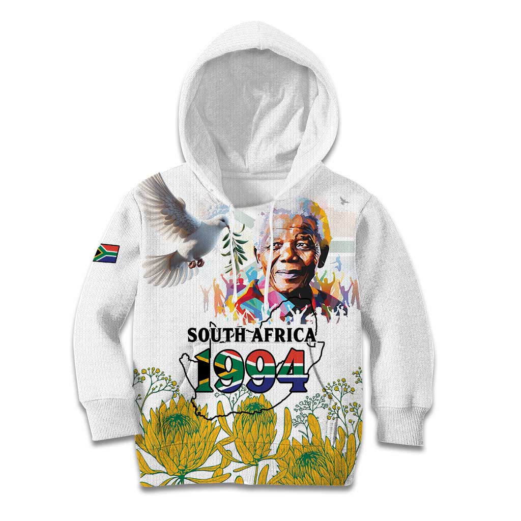 Happy South Africa Freedom Day Kid Hoodie Nelson Mandela With Protea