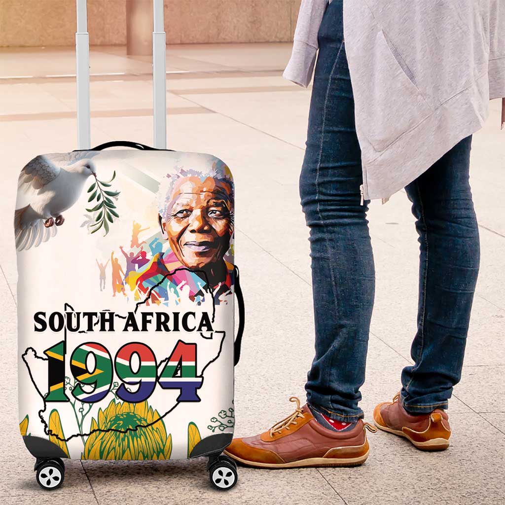 Happy South Africa Freedom Day Luggage Cover Nelson Mandela With Protea