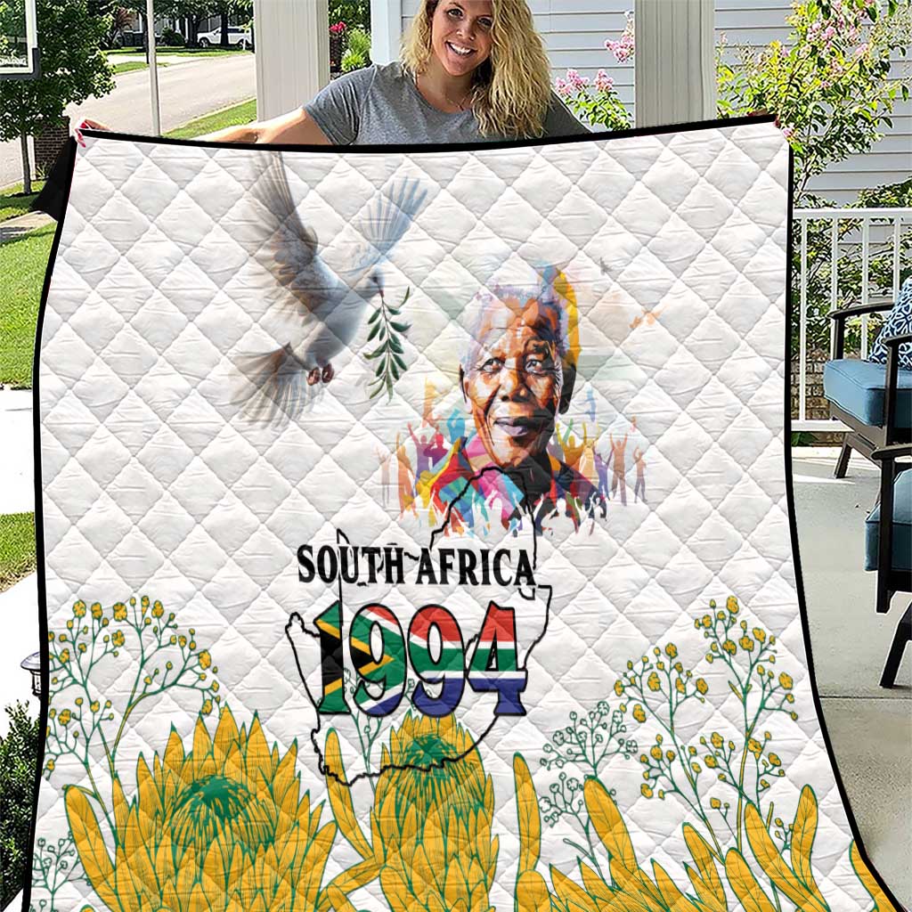 Happy South Africa Freedom Day Quilt Nelson Mandela With Protea