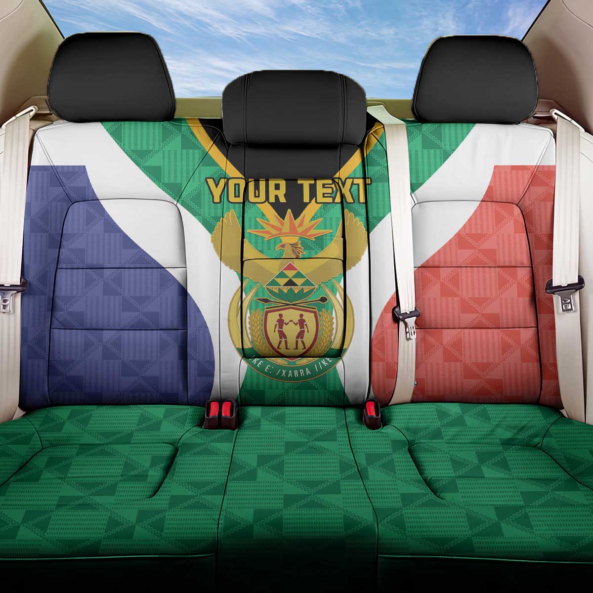 Personalised South Africa Back Car Seat Cover Coat Of Arms Flag Style