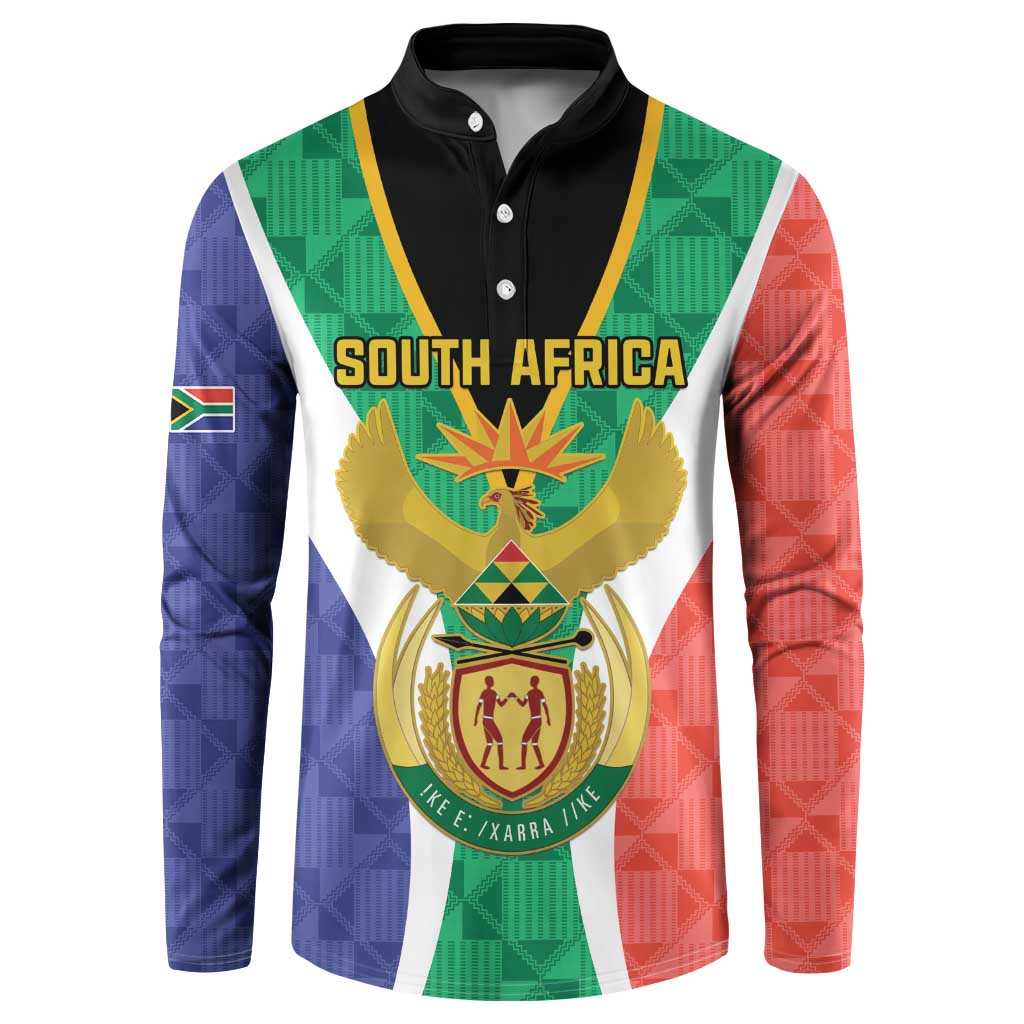 Personalised South Africa Button Sweatshirt Coat Of Arms Flag Style