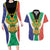 Personalised South Africa Couples Matching Long Sleeve Bodycon Dress and Hawaiian Shirt Coat Of Arms Flag Style