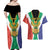 Personalised South Africa Couples Matching Off Shoulder Maxi Dress and Hawaiian Shirt Coat Of Arms Flag Style