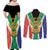 Personalised South Africa Couples Matching Off Shoulder Maxi Dress and Long Sleeve Button Shirt Coat Of Arms Flag Style