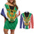 Personalised South Africa Couples Matching Off Shoulder Short Dress and Long Sleeve Button Shirt Coat Of Arms Flag Style