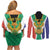 Personalised South Africa Couples Matching Off Shoulder Short Dress and Long Sleeve Button Shirt Coat Of Arms Flag Style