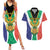 Personalised South Africa Couples Matching Summer Maxi Dress and Hawaiian Shirt Coat Of Arms Flag Style