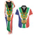 Personalised South Africa Couples Matching Tank Maxi Dress and Hawaiian Shirt Coat Of Arms Flag Style