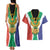 Personalised South Africa Couples Matching Tank Maxi Dress and Hawaiian Shirt Coat Of Arms Flag Style