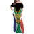 Personalised South Africa Family Matching Off Shoulder Maxi Dress and Hawaiian Shirt Coat Of Arms Flag Style