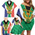 Personalised South Africa Family Matching Off Shoulder Short Dress and Hawaiian Shirt Coat Of Arms Flag Style