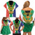 Personalised South Africa Family Matching Off Shoulder Short Dress and Hawaiian Shirt Coat Of Arms Flag Style