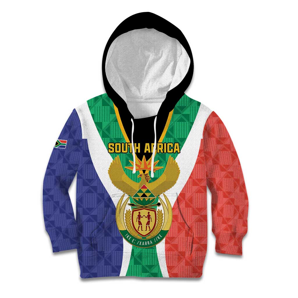 Personalised South Africa Kid Hoodie Coat Of Arms Flag Style