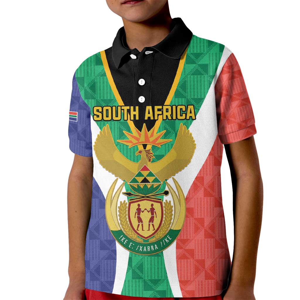 Personalised South Africa Kid Polo Shirt Coat Of Arms Flag Style