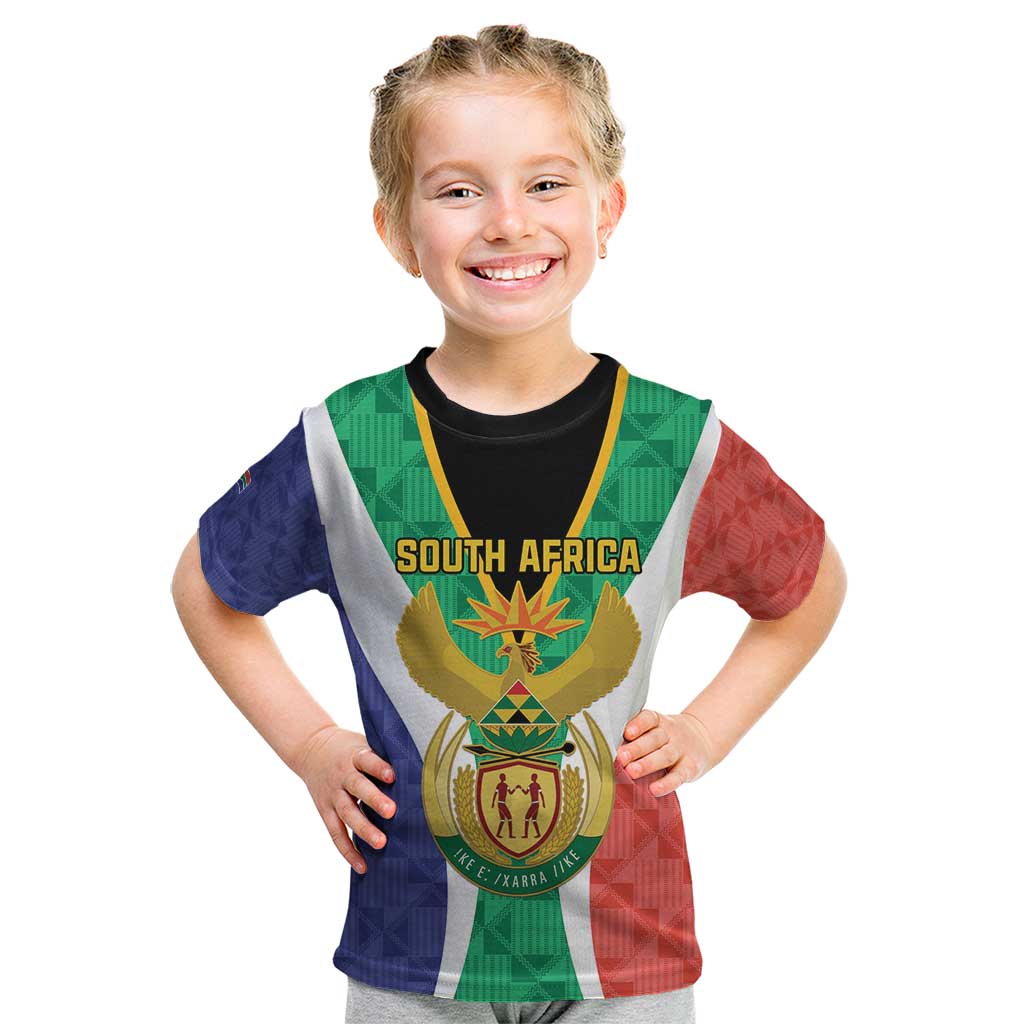 Personalised South Africa Kid T Shirt Coat Of Arms Flag Style