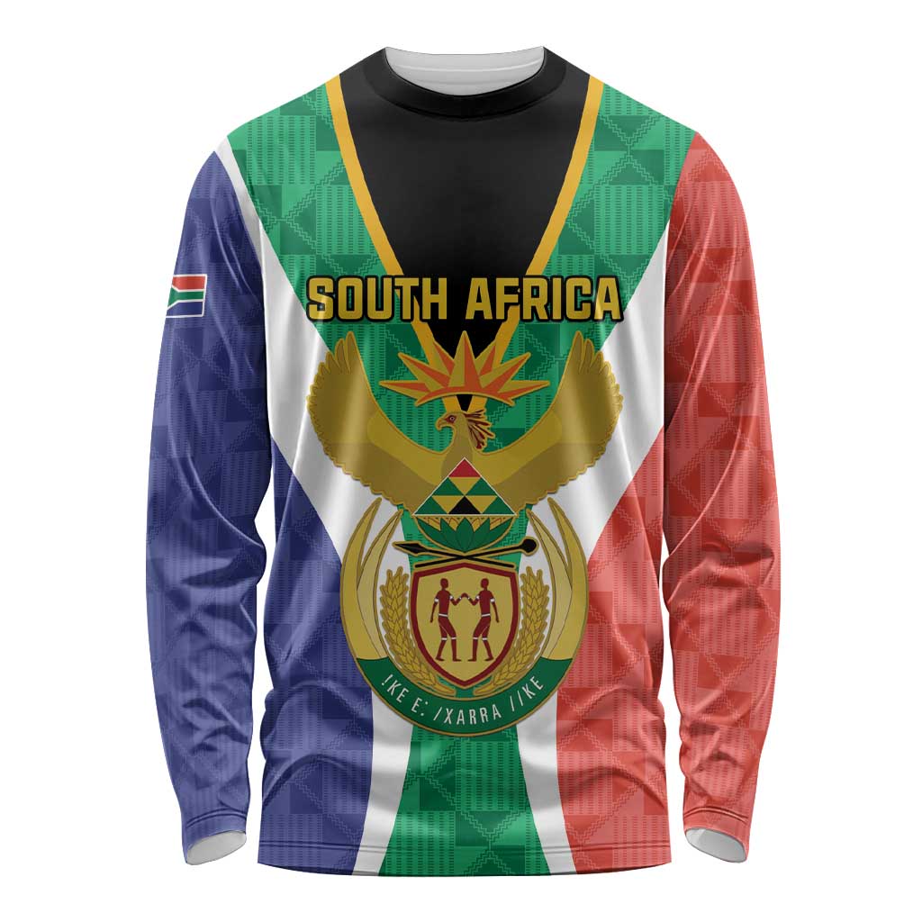 Personalised South Africa Long Sleeve Shirt Coat Of Arms Flag Style