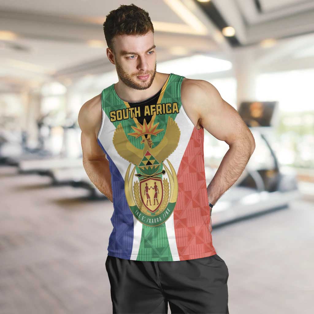 Personalised South Africa Men Tank Top Coat Of Arms Flag Style