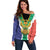 Personalised South Africa Off Shoulder Sweater Coat Of Arms Flag Style