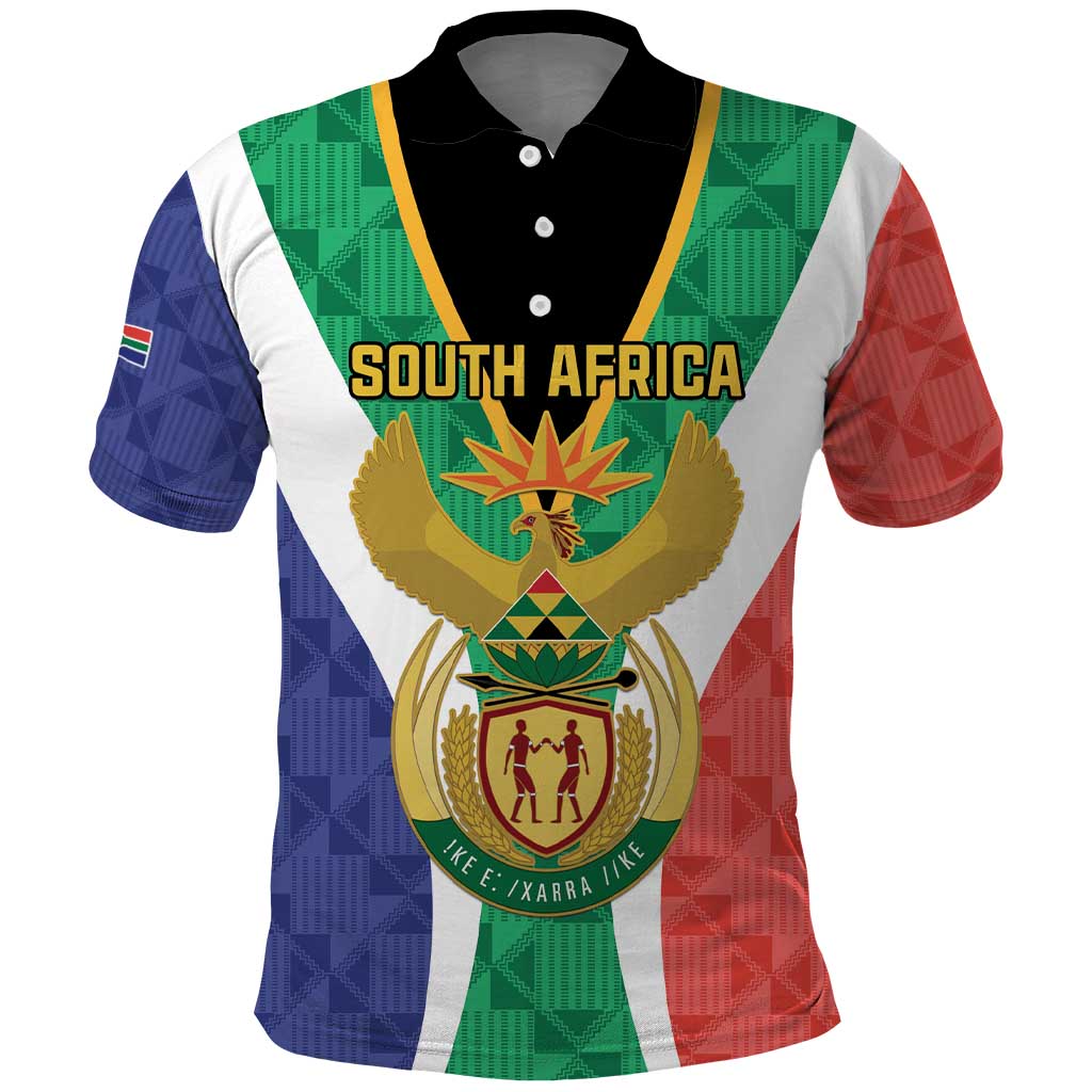 Personalised South Africa Polo Shirt Coat Of Arms Flag Style