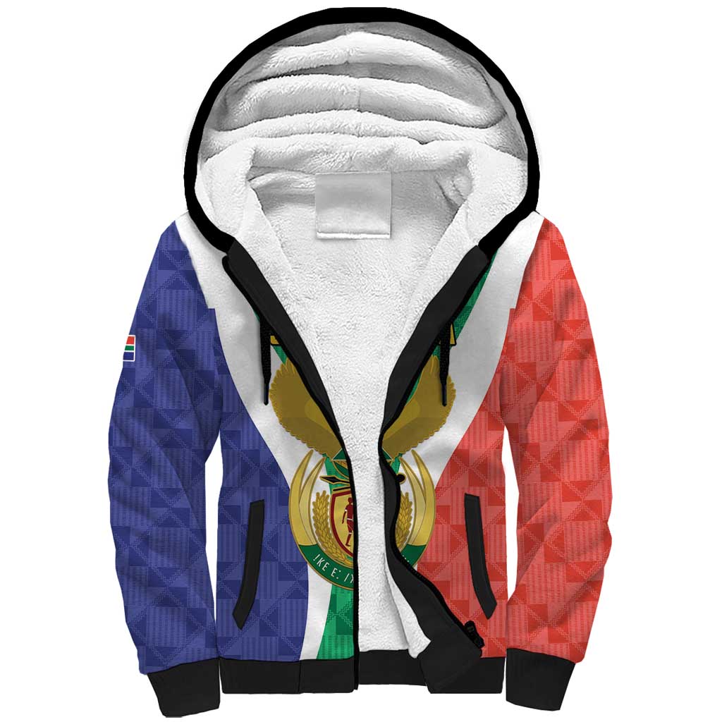 Personalised South Africa Sherpa Hoodie Coat Of Arms Flag Style