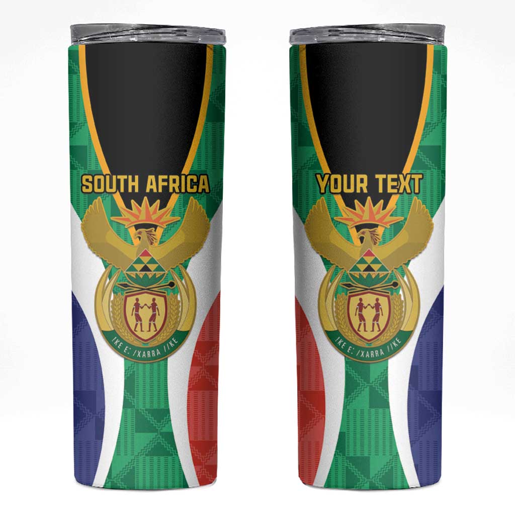 Personalised South Africa Skinny Tumbler Coat Of Arms Flag Style