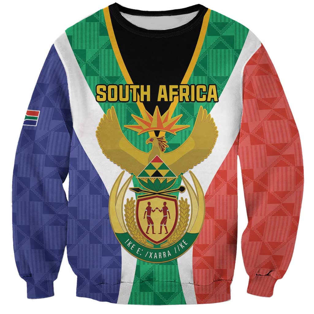 Personalised South Africa Sweatshirt Coat Of Arms Flag Style