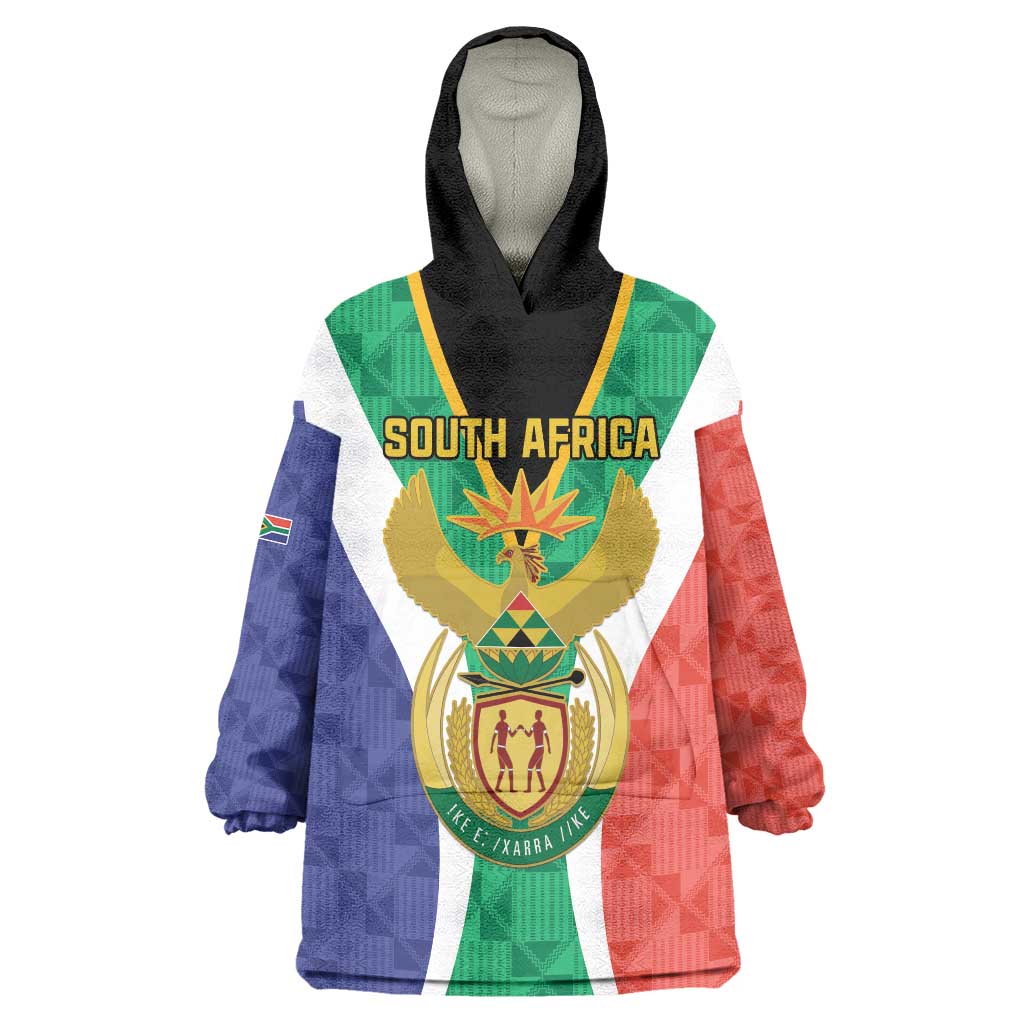 Personalised South Africa Wearable Blanket Hoodie Coat Of Arms Flag Style