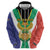 Personalised South Africa Zip Hoodie Coat Of Arms Flag Style