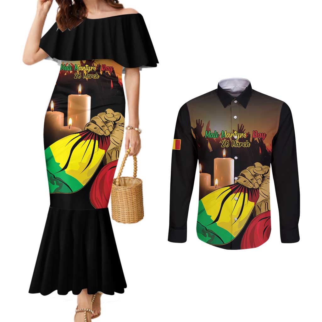 Personalised Mali Martyrs Day Couples Matching Mermaid Dress and Long Sleeve Button Shirt 26 March