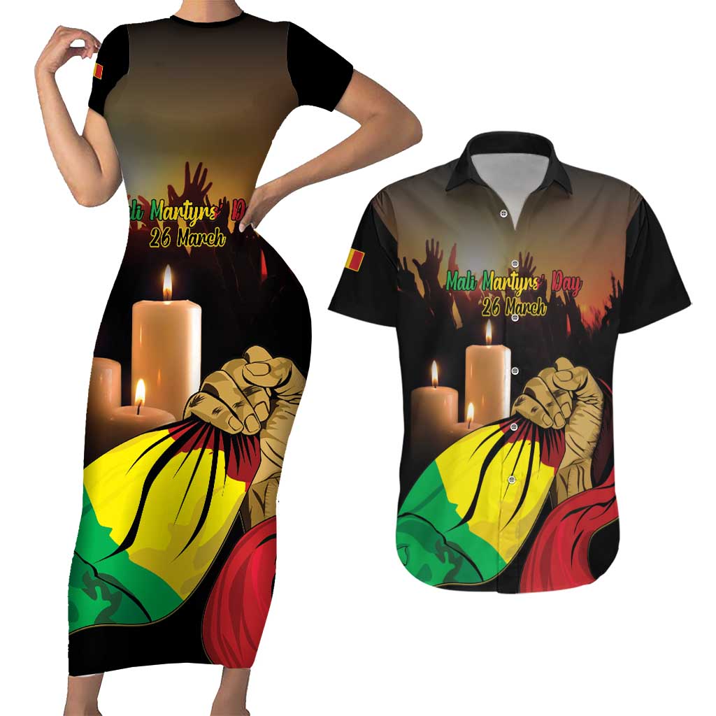 Personalised Mali Martyrs Day Couples Matching Short Sleeve Bodycon Dress and Hawaiian Shirt 26 March