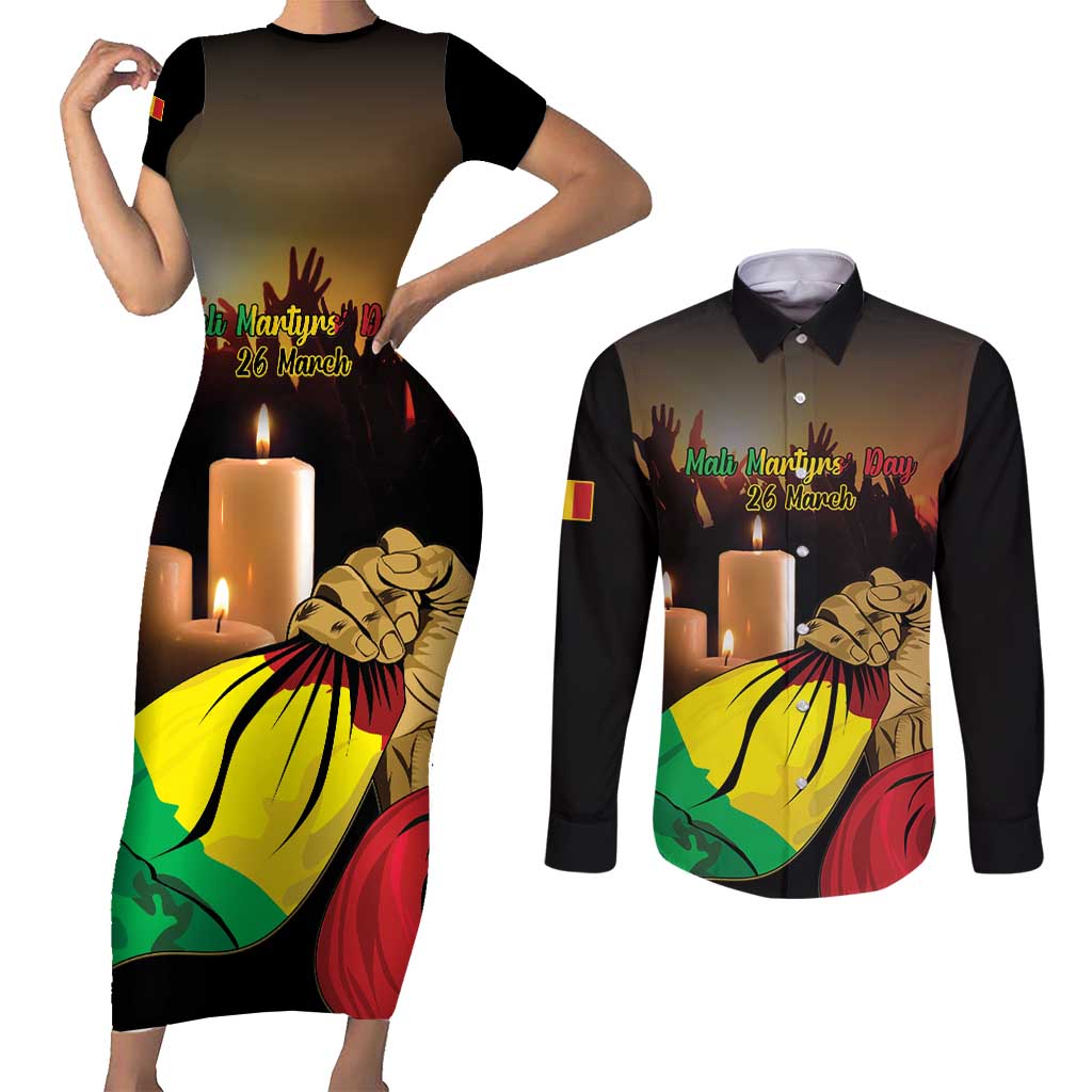 Personalised Mali Martyrs Day Couples Matching Short Sleeve Bodycon Dress and Long Sleeve Button Shirt 26 March