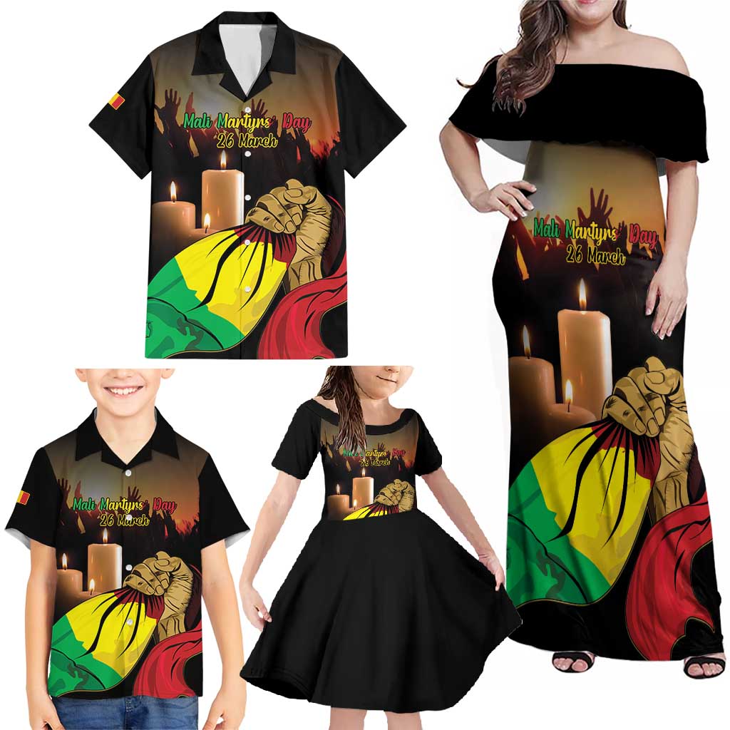 Personalised Mali Martyrs Day Family Matching Off Shoulder Maxi Dress and Hawaiian Shirt 26 March