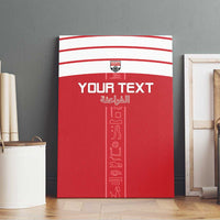 Red Egypt football canvas wall art with white stripes, centered "YOUR TEXT," and hieroglyph panel