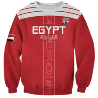 Red Egypt football sweatshirt with EGYPT graphic and striped shoulders