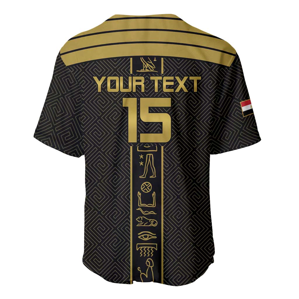 Black jersey with gold trim, back view; YOUR TEXT and number 15