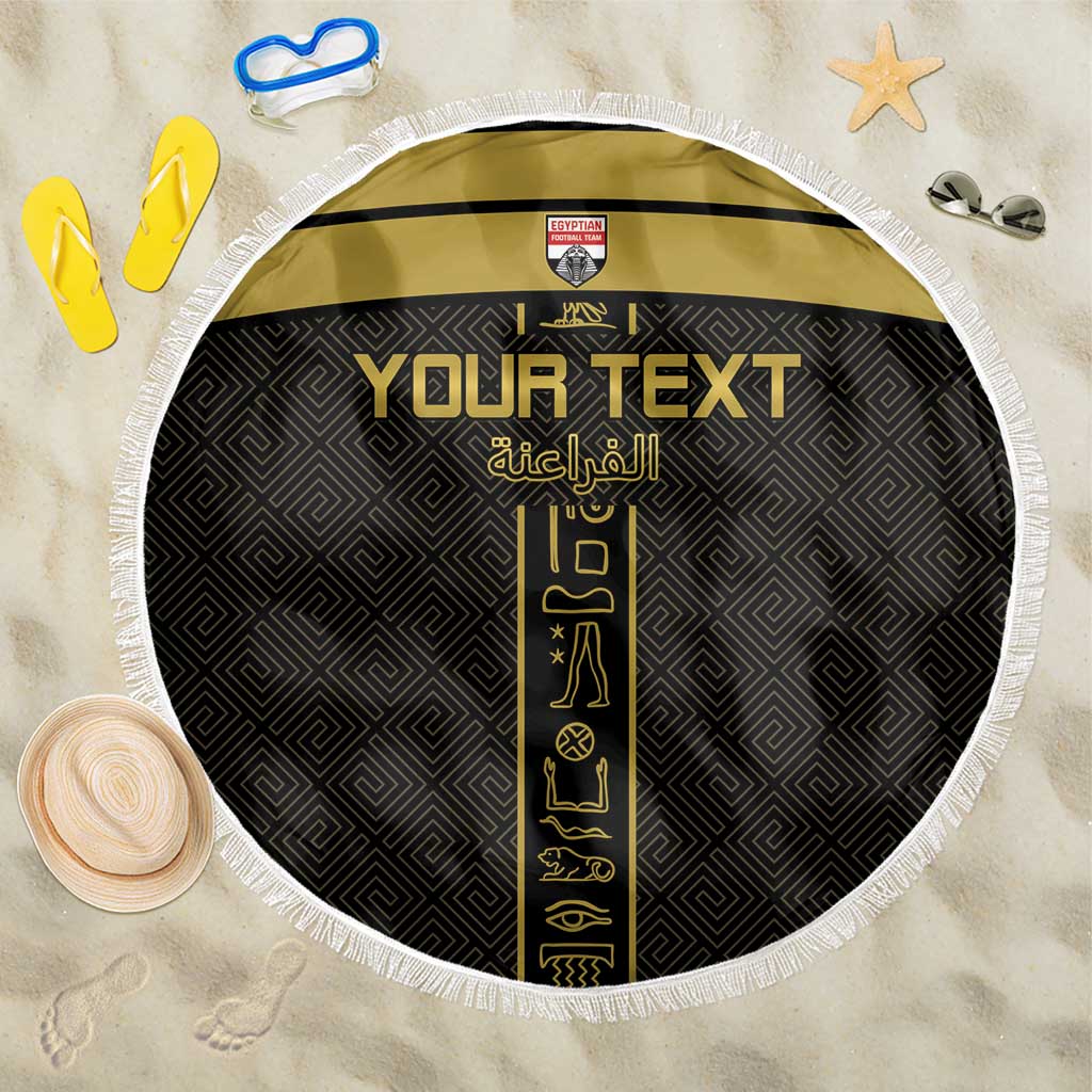 Custom Egypt Football Beach Blanket Yalla Yalla Pharaohs - Black Ver