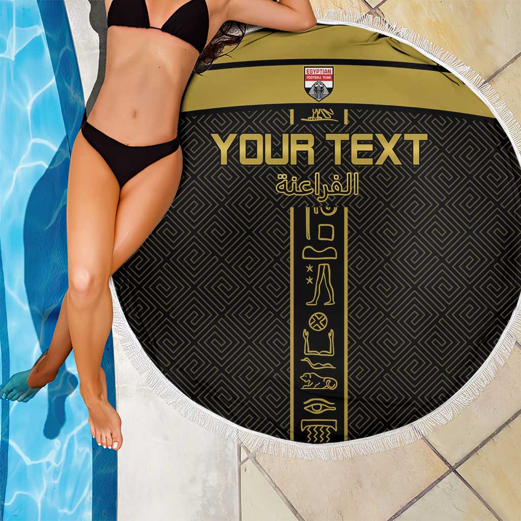 Custom Egypt Football Beach Blanket Yalla Yalla Pharaohs - Black Ver